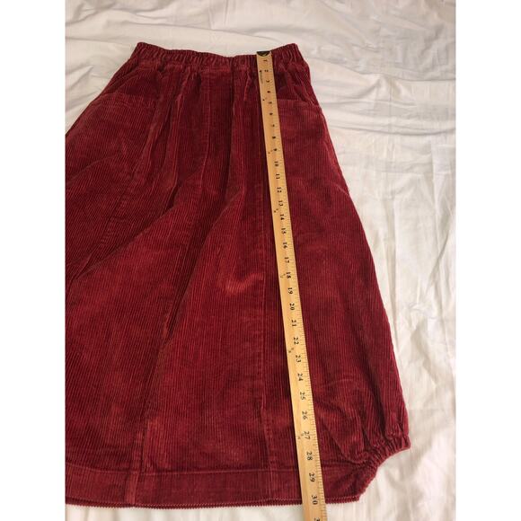 Lagenlook Corduroy Skirt Size S/M Slouchy Asymmetrical Midi Elastic Waist Fall - Picture 7 of 8